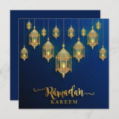 ラマダンムバラクゴールデンイスラムランタンブルー シーズンカード (正面/裏面)