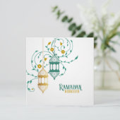 ラマダンムバラクゴールデンティール(緑がかった色)イスラムランタンフローラ シーズンカード (スタンド正面)