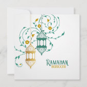 ラマダンムバラクゴールデンティール(緑がかった色)イスラムランタンフローラ シーズンカード (正面)