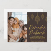 ラマダンムバラクパーソナライズされたフォト文字 シーズンポストカード (正面/裏面)