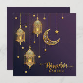 ラマダンムバラクビーズ宝石クレセント金ゴールド星 シーズンカード (正面/裏面)