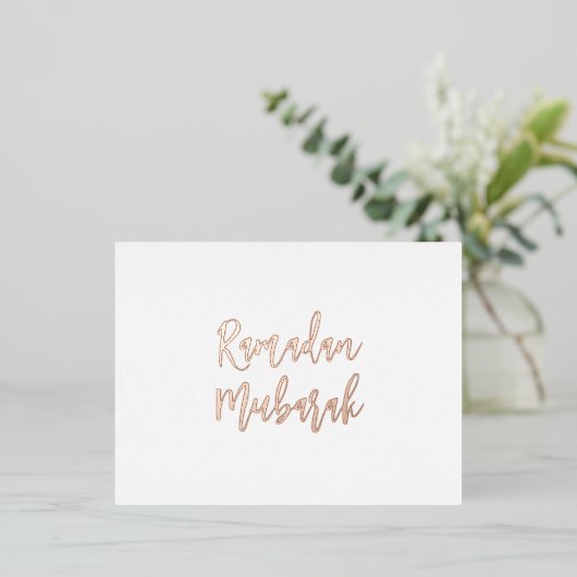 ラマダンムバラクラマダンカレムシンプルバラ金ゴールド 箔シーズンポストカード (立ち正面)