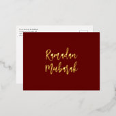 ラマダンムバラクラマダンカレムダークレッド金ゴールド 箔シーズンポストカード (正面/裏面)