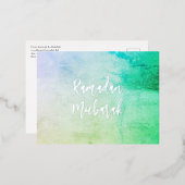 ラマダンムバラクラマダンカレム海シルバー 箔シーズンポストカード (正面/裏面)