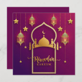 ラマダンムバラク金ゴールドモスクイスラムランタンパープル シーズンカード (正面/裏面)