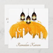 ラマダン水彩三日月、星と提灯 シーズンカード (正面/裏面)
