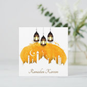 ラマダン水彩三日月、星と提灯 シーズンカード (スタンド正面)