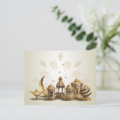 ラマダン青銅ランプ、提灯、月 ポストカード (スタンド正面)