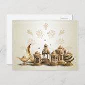 ラマダン青銅ランプ、提灯、月 ポストカード (正面/裏面)