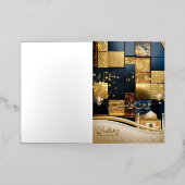 ラマダン・ムバラク・ゴールデン 箔グリーティングカード (外側レイダウン)