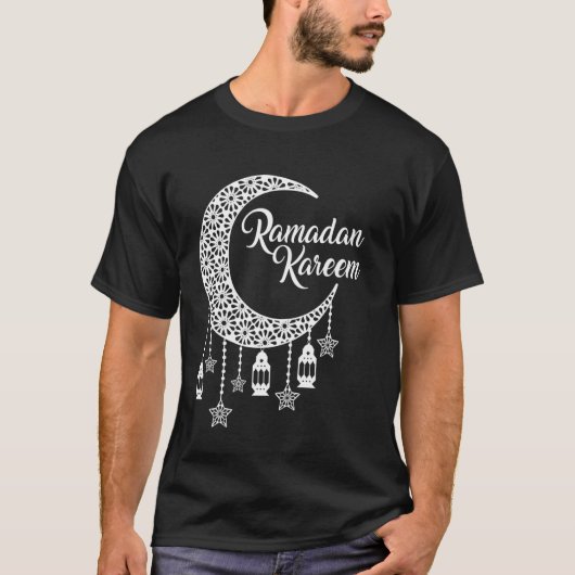 ラマダン・ムバラク 三日月と星 ラマダン・カリーム Tシャツ (正面)