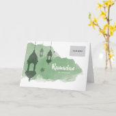 ラマダーンの企業のな挨拶状-緑 カード (黄色い花)