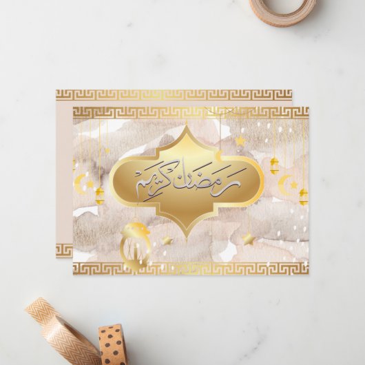 ラマダーンの願いを持つ柔らかいベージュ抽象的 ノートカード (正面/裏面インサイチュ)
