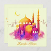 ラマダーンウォーターカラー金ゴールドモスククレセント シーズンカード (正面/裏面)