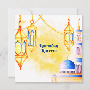 ラマダーン水色モスク、星と提灯 シーズンカード