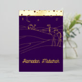 ラマダーン – 砂漠のシーン – ラインアート 箔招待状 (立ち正面)