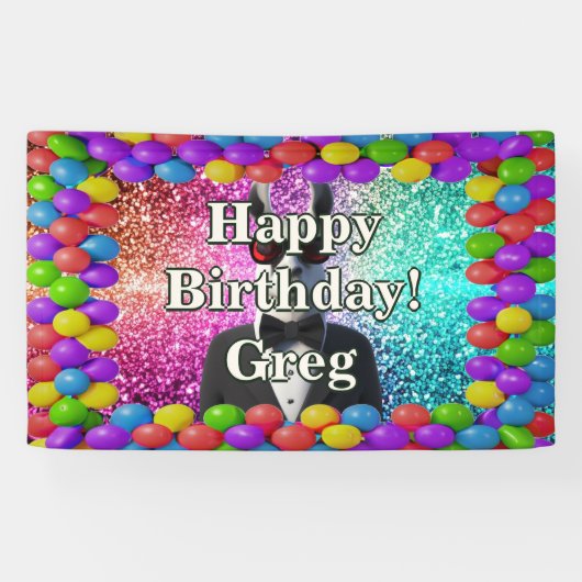 ラマツキセドパーソナライズされたキャラクター誕生日 横断幕 (横)