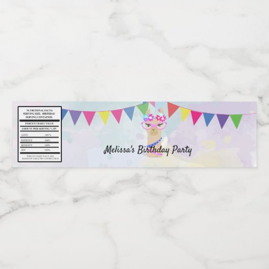 ラマディヴァハッピーバースデーデザイン パーソナライズされた ペットボトルラベル (シングルラベル)