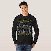 ラマハヌカーおもしろい醜いクリスマスセーター幸せ Tシャツ (正面フル)