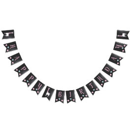 ラマパジャマピンクガールズスリープバーパーティー バンティングフラッグ