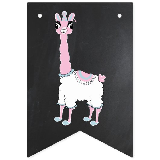 ラマパジャマピンクガールズスリープバーパーティー バンティングフラッグ (第1の旗)