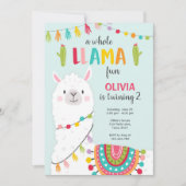 ラマパーティーの楽しい誕生日招待状 アルパカ・フィエスタ 招待状 (正面)