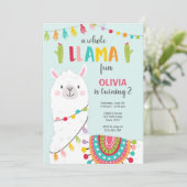 ラマパーティーの楽しい誕生日招待状 アルパカ・フィエスタ 招待状 (スタンド正面)