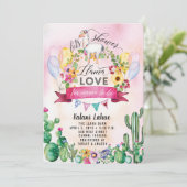 ラマパーティーウォーターカラーベビーシャワー招待状 招待状 (スタンド正面)