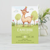 ラマパーティーハット野外キッドの誕生日 招待状 (スタンド正面)