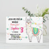 ラマパーティーホールラマおもしろいガール誕生日 招待状 (スタンド正面)