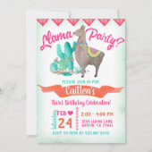 ラマパーティー誕生日招待状ピンクオレンジ 招待状 (正面)