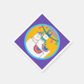 ラマパープルブルーイエローバースデーカラフルタパーティー スタンダードカクテルナプキン (角)