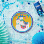 ラマパープルブルーイエローバースデーカラフルタパーティー ペーパープレート (パーティー)