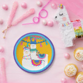 ラマパープルブルーイエローバースデーカラフルタパーティー ペーパープレート (パーティー)