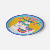 ラマパープルブルーイエローバースデーカラフルタパーティー ペーパープレート (アングル)