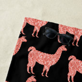 ラマピンクサンゴグリッタースパークルスパターンモノグラム ビーチタオル (インサイチュ)