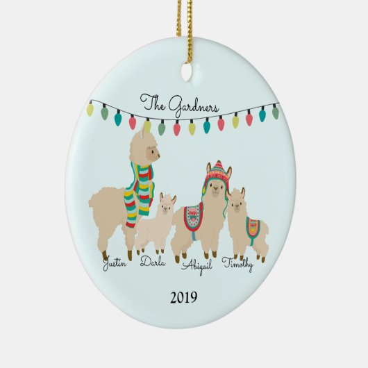 ラマファミリーの4クリスマスセラミックオーナメント セラミックオーナメント (右)