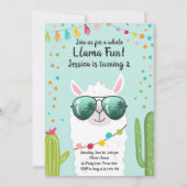 ラマフィエスタ誕生日アルパカフィエスタブルーガール 招待状 (正面)