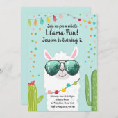 ラマフィエスタ誕生日アルパカフィエスタブルーガール 招待状 (正面/裏面)
