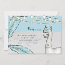 ラマフェザーターコイズオ男の赤ちゃんシャワー