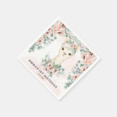 ラマフェミニン赤面ピンクフローラグリーナリー誕生日 スタンダードカクテルナプキン (角)