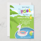 ラマフローティプールバースデーパーティー マグネット招待状 (正面)