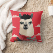 ラマフローラスカーフを赤い空の下 クッション (ブランケット)