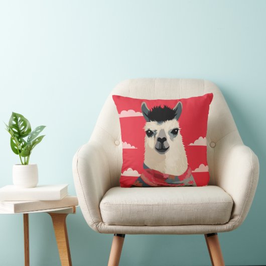ラマフローラスカーフを赤い空の下 クッション (椅子)