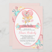 ラマベビーシャワーピンクフローラ 招待状 (正面/裏面)