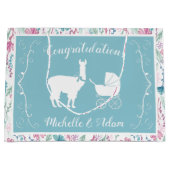 ラマベビーシャワーヴィンテージかわいい ラージペーパーバッグ (正面)