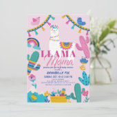 ラママアルパカクタスガールピンクベビーシャワー 招待状 (スタンド正面)