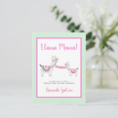 ラママホットピンクグリーンドライブバイベビーシャワー インビテーションポストカード (スタンド正面)