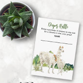 ラマママウォーター色おむつラッフルベビーシャワー エンクロージャーカード