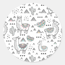 ラマママステッカー ラウンドシール